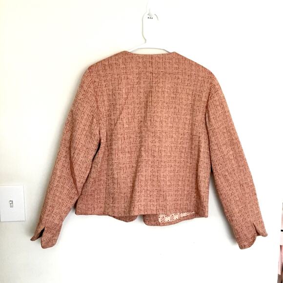 J Jill Women’s Blazer 14 Red Plaid Tweed Cropped Big Buttons Preppy Y2K Large - Picture 5 of 8